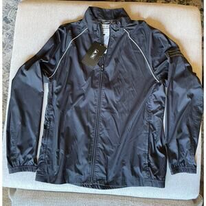 Adidas ClimaProof Men’s Jacket XL | Full Zip Black Gray Windbreaker | 3-Stripes